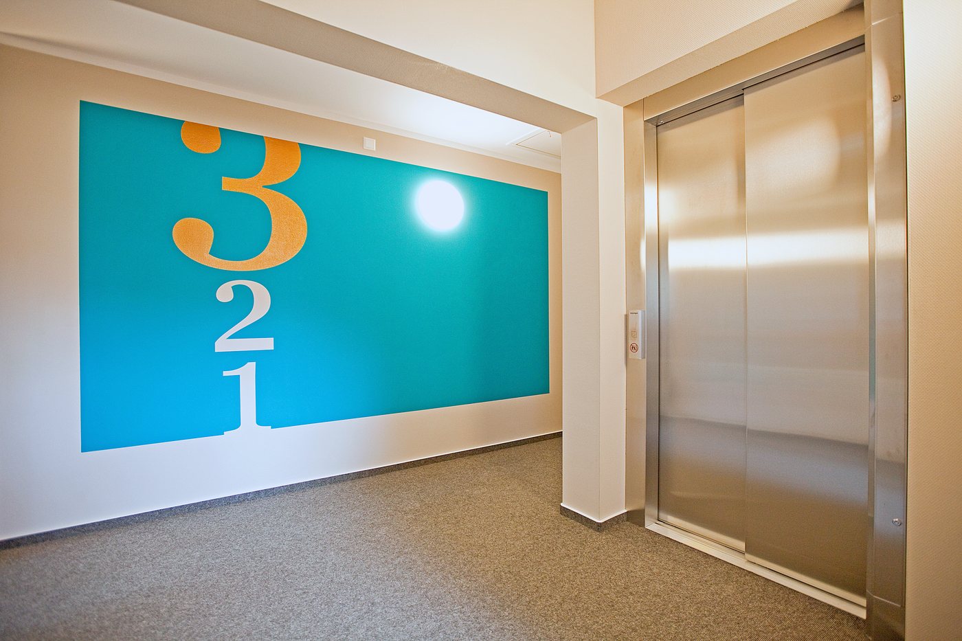 Lift in the lobby of Sebcity Hotel